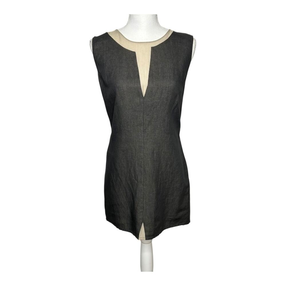 Pier Antonio Gaspari Linen Blend Color Block Tunic Mini Dress SZ 44 US 8